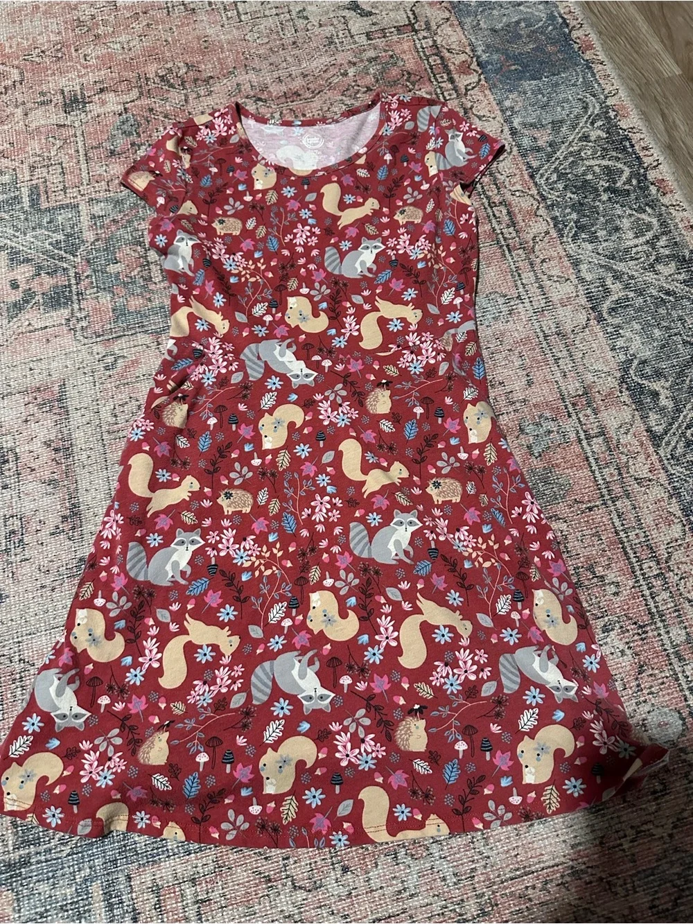wonder nation Red Woodland Animal Print Short-Sleeve Dress